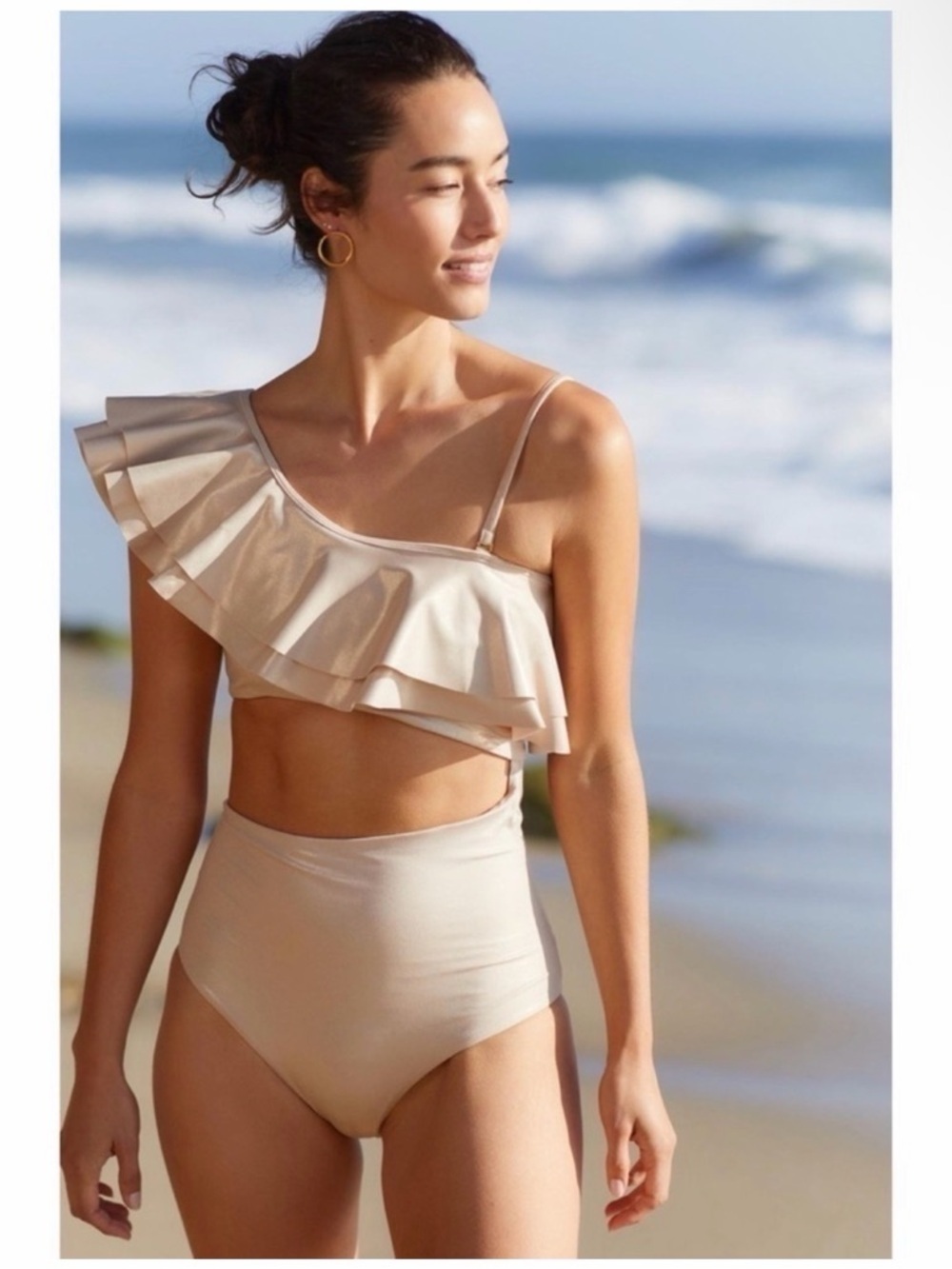 Boamar Anthropologie Ruffled CutOut One-Piece Swimsuit